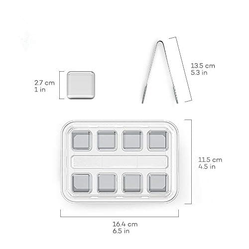 Stainless Steel Whiskey Stones Luxury Gift Set, Reusable Ice Cubes with Barman Tongs and Freezer Tray — view 2