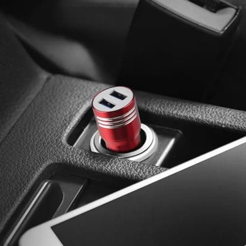SDMAX Metal Dual USB Car Charger 3.1A, USB Cable, Quick Charge, Premium High Speed, Compact Design, Rapid Charge, Power Protection, Compatible With Tablets And Smartphones (Red) — view 4