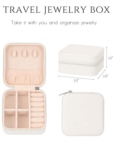 Viktauy Travel Jewelry Case, Mini Travel Jewelry Box, Jewelry Organizer Case, Portable Small Jewelry Organizer Storage Boxes - Best Gift for Women Girls (White) — view 3