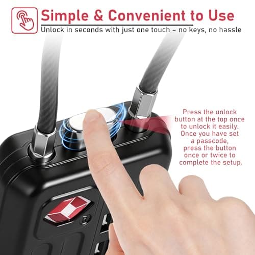 NAGE TSA Lock with Numerical Code, 3-Digit Waterproof TSA Lock (2p, Black) — view 5