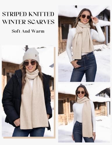 Vijamiy Winter Scarf Lightweight Long Knitted Scarves for Women Men — view 2
