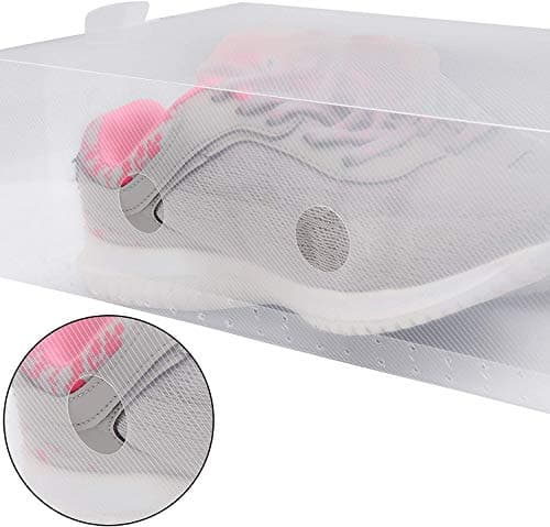 Taylor & Brown Set of 10 Clear Corrugated Plastic Shoe Storage Boxes with Handle 18x30x9.5cm - Stackable and Foldable for Ladies Men - Transparent Shoe Organiser — view 4