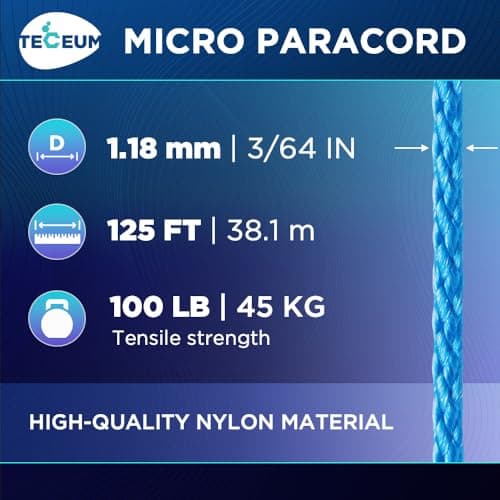 TECEUM Micro Paracord Rope – Thin Braided Cord for Crafting, DIY, Camping — view 2
