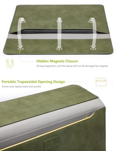 HYZUO 13 Inch Laptop Case Sleeve with Stand for MacBook Air, Olive Green — view 4