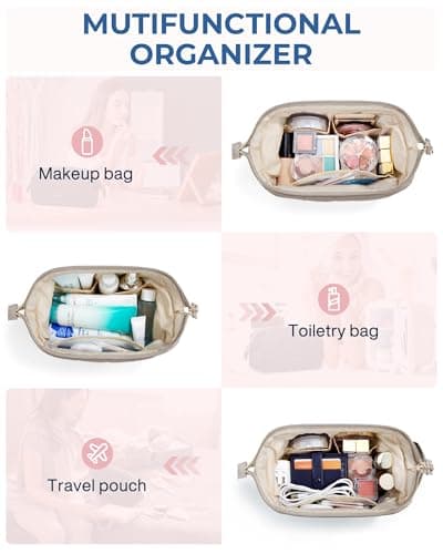 BAGSMART Small Travel Makeup Bag for Women, Wide Opening Cosmetics Bag — view 6