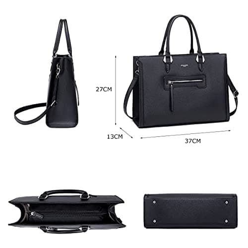 David Jones - Women's Large Top-Handle Handbag - Shopper Tote Bag PU Leather - Business Work School Satchel Briefcase - Big Capacity A4 Shoulder Crossbody Bag - Elegant Travel Student - Black — view 5
