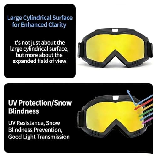 HOMHPLFE Bike Motorcycle Goggles for Riding, Ski Goggles, Windproof & Dustproof Dirt Bike Motocross Goggles with Color Lenses, UV400 Eyewear, for Mountain Bike and Skiing (Yellow) — view 2