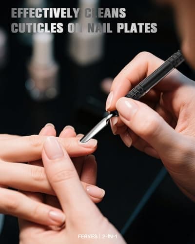FERYES Cuticle Pusher with Fork, 2-in-1 Cuticle Remover Tool, Upgraded Stainless Steel Cuticle Trimmer Nail Care Tool for Manicures- Black(5.8 Inches — view 5