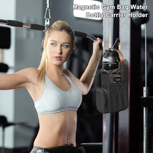 Magnetic Gym Bag Water Bottle Carrier Holder with Phone Pockets, Water Bottle Carrier with Shoulder Strap, Magnets Gym Water Bottle Sling Bag for Women Men Gym Running Travel Work — view 6