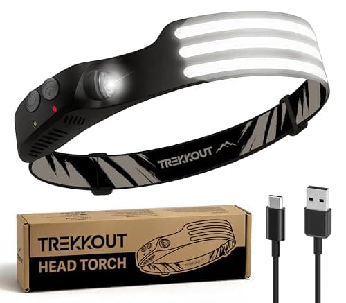 LED Head Torch Rechargeable 2000 Lumens - Super Bright Headlamp & Motion Sensor, 8H Battery Life 230° Wide Beam IPX5 Waterproof, Running Hiking & Camping Headlight for Men & Women, Cycling DIY & Work