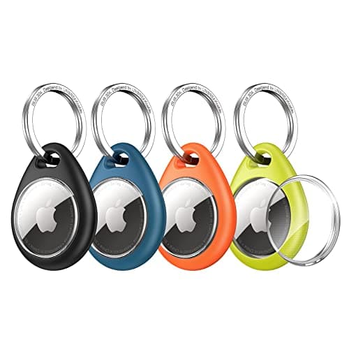 UNBREAKcable 360° Protective Case for AirTag (1st & 2nd Generation) [4 Pack], TPU Full Cover Keyring Holder with 304 Stainless Steel Keychain, Scratch-Resistant Design for Keys, Bags, Luggage