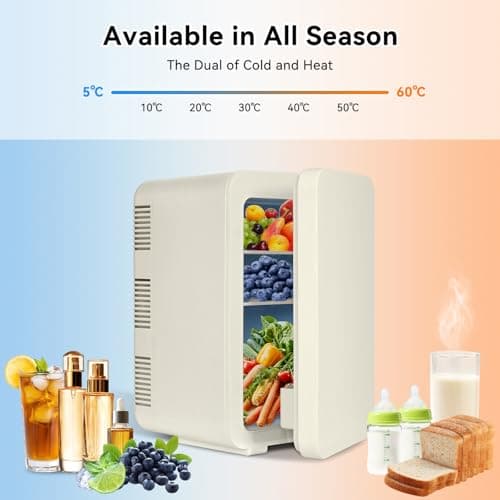 ARTETHYS Mini Fridge for Bedrooms, 10L Small Car Fridge, Beige — view 4