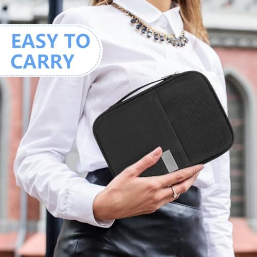 Auccu Passport Holder Travel Wallet, Large Capacity Family Travel Document Holder Organiser Waterproof for Women & Men for Cash, Passport, Boarding Pass, ID Card, Credit, Tickets, Pen, Black L — view 5