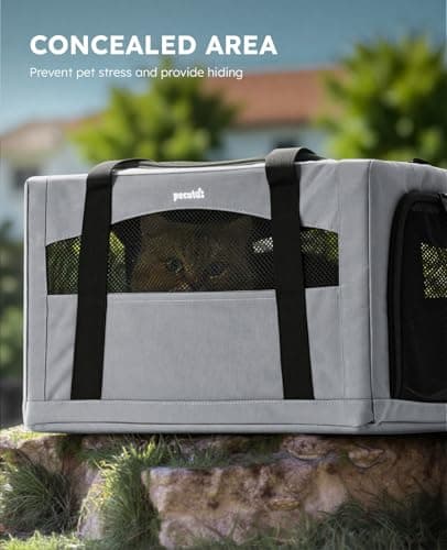 pecute Cat Carrier, Pet Carrier with Scientific Hidden Partition, Grey — view 5