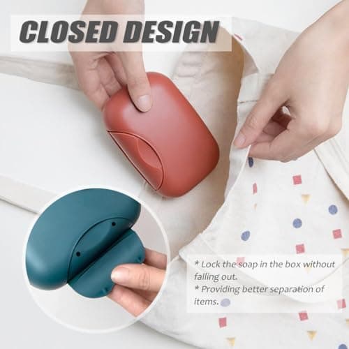 2Pcs Travel Soap Cases - Portable Soap Bars, Soap Box, Soap Dish with Lid, Large Soap Holder, Closable Plastic Soap Container, Soap Storage Case for Travel, School, Gym, Camp (Dark Blue & Brick Red) — view 5