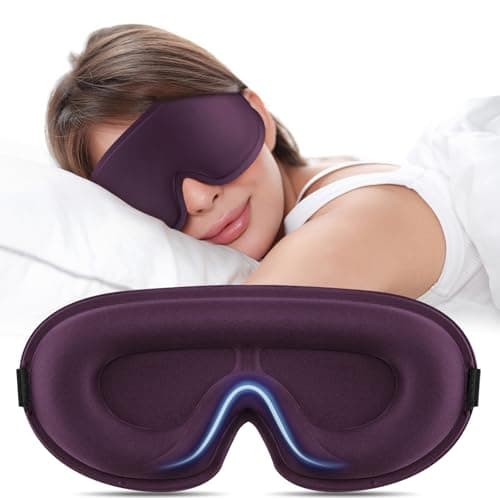 Blackout Sleep Mask for Women Men Zero Eye Pressure Eye Mask, Lycra Fabric 3D Ergonomic Design Eye Movement and Eyelash Friendly, Ultra Comfortable Blindfold for Sleeping Purple