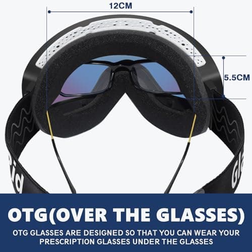 GlaRid OTG Ski Goggles for Men Women Youth, Anti-Fog UV Protection, Silver — view 2