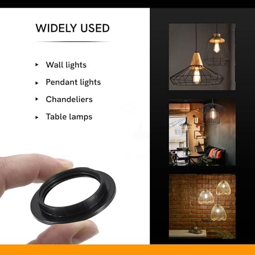 DC VOLTAGE 8 Pack E27 Lampshade Reducer Rings 38mm Bakelite Collar Adaptor Washer Light Shade Converter Screw Ring for Lamp Holder Socket Fitting Replacement — view 6
