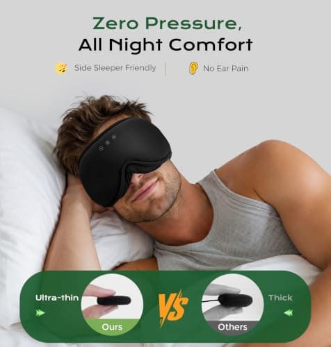 MUSICOZY Sleep Mask Headphones | 100% Blackout 3D Cooling Bamboo Cotton — view 3