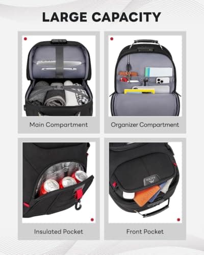 MATEIN Backpack with Wheels, 17 in Wheeled Backpack, Rucksack on Wheels — view 6