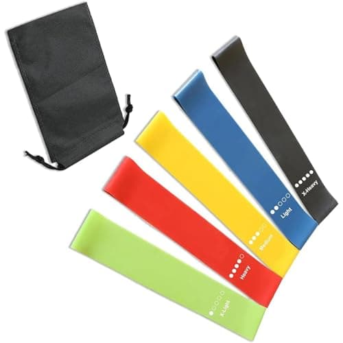 YUNYU Resistance Bands Set of 5, Heavy Duty Exercise Band with Colour-Coded Strength Levels for Yoga Pilates Strength Training, Premium Rubber Fitness Equipment for Women & Men, Includes Storage Bag — view 6