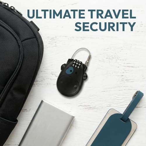 3 Digit Cable Combination Lock,7x5cm Mini Luggage Locks with 75cm Retractable Cable,Security Password Lock,Wire Combination Lock Padlocks for Suitcase Toolbox Lockers Bike Helmet Travel (Black) — view 3