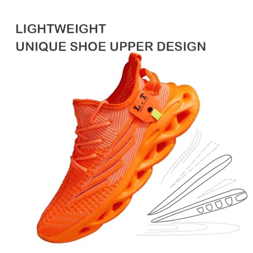 VGPSFN Mens Trainers Running Walking Shoes Sport Outdoor Casual Tennis Gym Hiking Shoes Lightweight Comfortable Fitness Sneakers for Men Fashion Work Athletic Jogging Orange UK 10.0 — view 5