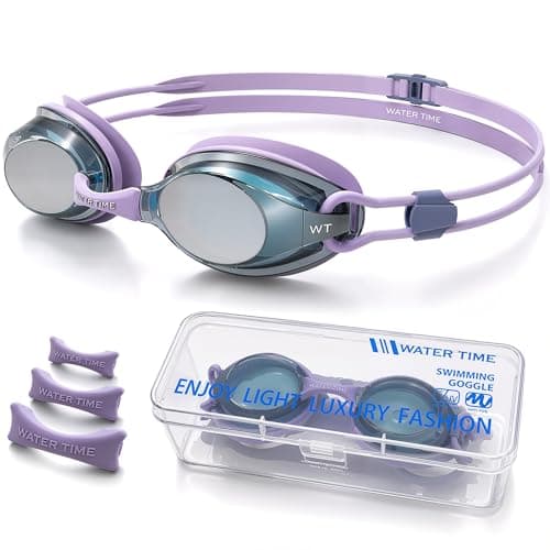 Racing Swimming Goggles Plasma Anti Fog REVO UV Protection Lens, Purple