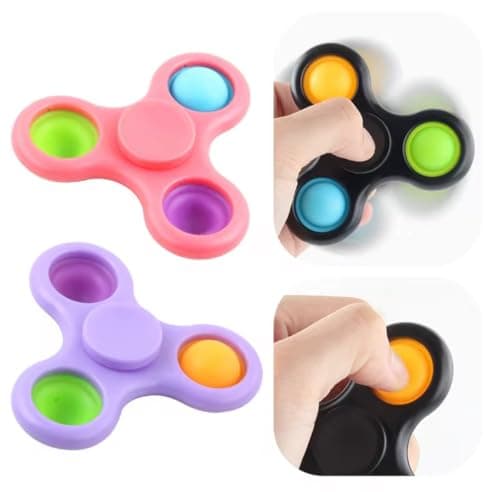 Ranzah Hand Fidget Spinner Toy Finger Bubble Pop Sensory ADHD Anxiety Stress Relief Gift Party Travel Toy For kids Teens Adults (Black) — view 6
