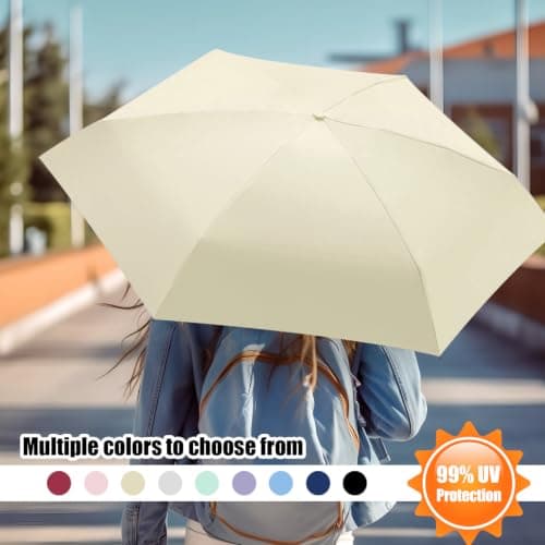 FANSEZQ Sun Umbrella, Mini Travel Umbrella With Case Small Compact Protection Sun Lightweight Tiny Pocket Umbrella — view 4