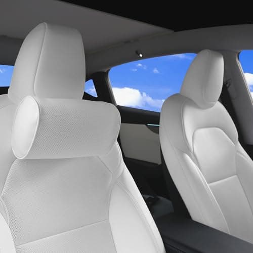 Dapucarin Car Headrest Pillow for Driving - Luxury Leather 100% Memory Foam, Ergonomic Neck Support - Universal Fit Head Rest Travel Pillow for Most Cars, Home & Office, White, 1 Pack — view 6