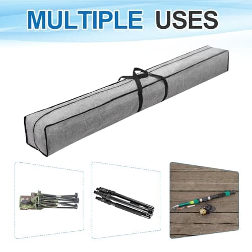 Nexarelle 1 Pcs Zippered Tripod Bag, 120x25x25cm Water Resistant Oxford Cloth Outdoor Equipment Storage Bag with Handle for Travel Outdoor Camping Sports Fishing Rod, Grey — view 4