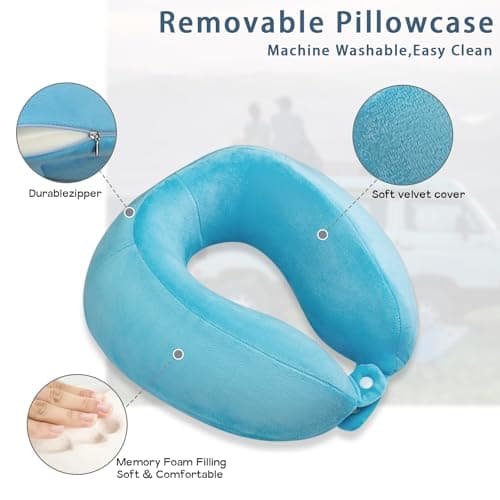FEUFOAM Travel Pillow Adjustable Memory Foam Comfort Neck Support Pillow for Sleeping Traveling — view 3
