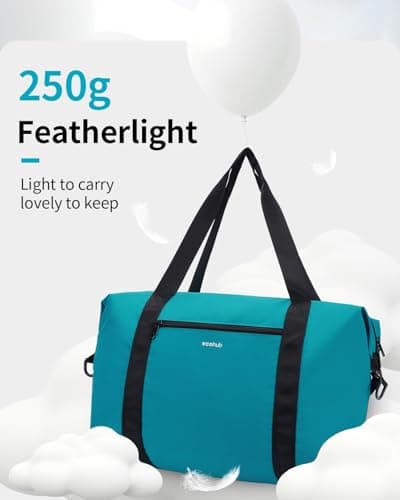 ECOHUB for Ryanair Cabin Bags 40x30x20, 2Pcs Foldable Underseat Holdall Carry On Bag, Anti-Tear Lightweight Travel Duffel Bag, Water-Resistant Overnight Weekend Bag for Women & Men, 24L-Bluegreen — view 5