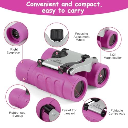 OSDUE Binoculars for Kids, 8 x Super Zoom Function Kids Telescope Outdoor Toys 4 5 6 7 8 Years Old Boys Girls High Resolution Binoculars for Kid Toys Educational Learning Purple — view 3