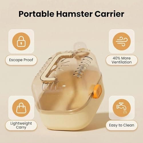 Hamster Carrier Cage with Water Bottle,Transparent PVC Travel Cage for Small Animals,Easy-Carry Escape-Proof Pet Carrier with Great Ventilation for Vet Visit for Golden & Dwarf Hamsters,Sugar Glider — view 4