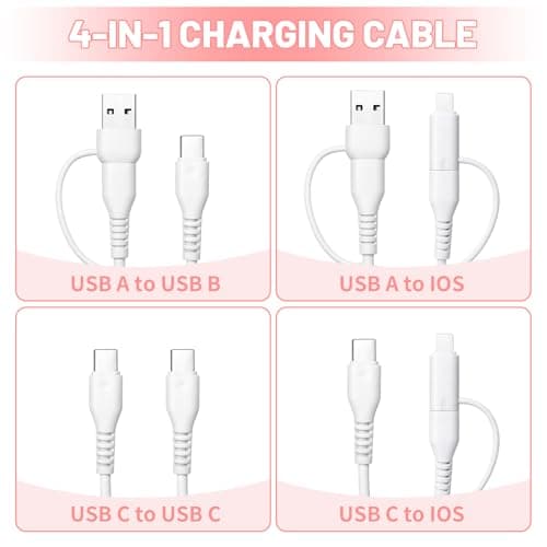 PaYuanRaoTi Beaded Phone Charger 4-in-1 Multi Charging Cable 1M, Fast 66W USB C Charger Cable with USB C to USB C 1M & USB/iOS Connectors, Cute Beaded Charger for Android Devices — view 4