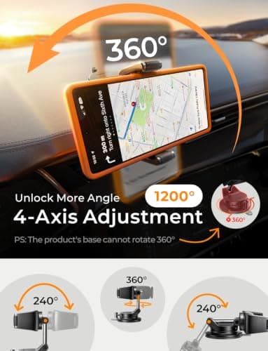 LISEN Car Phone Holder [2026 Industry-First] Dashboard/Windscreen Mobile Car Phone Mount Suction Phone Holder for Cars for iPhone 17 16 Pro Max Samsung S26 Gadgets,Black Medium — view 4