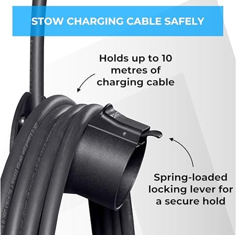 GRAFT type 2 EV Charger Cable Organizer | Wall mount for electric car with IEC 62196-2 plug | Holder for type 2 wallbox charging station including anti-theft protection for cable and charger — view 3