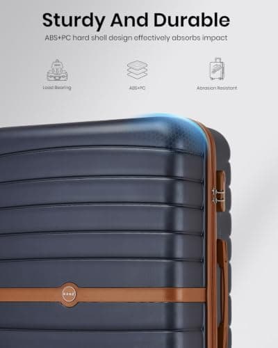 Kono Medium Hard Shell Suitcase, Lightweight ABS+PC Checked Luggage,Navy — view 2