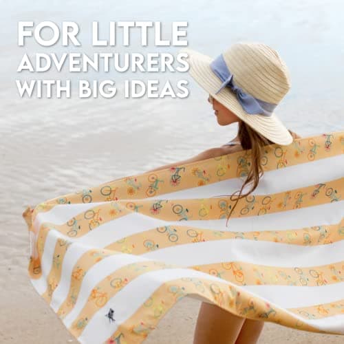 Dock & Bay Kid's Towel - For Beach Use - Quick Dry, Sand Free - Compact, Lightweight - 100% Recycled - Includes Bag - Bike Bike Baby, Large (160x90cm, 63x35") — view 2