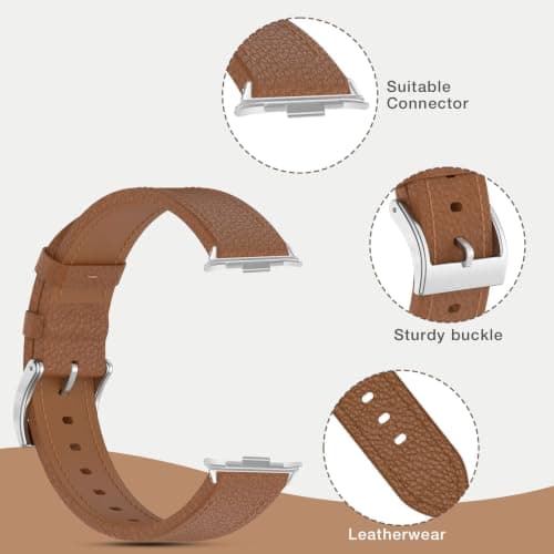 BDIG Leather Strap Compatible with Xiaomi Smart Band 10 Pro/9 Pro/8 Pro & for Xiaomi Redmi Watch 6/5/4, Genuine Leather Strap, Black Replacement Strap for Men and Women with Stainless Steel Clasp — view 4