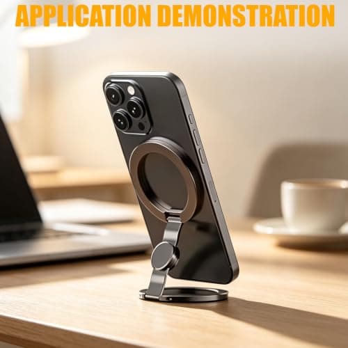 Fidget Spinner Magnetic Phone Holder Stand, Dual Sided Magnet Phone Grip Ring Compatible with MagSafe Cases, for iPhone & Android Devices, Stress Relief Accessory for Gym, Home, Travel，Rose Gold — view 5