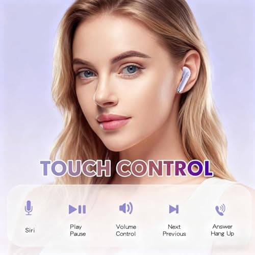 Purple Blue Tooth Ear Buds Wireless Bluetooth Earbuds for iPhone Android Phone, Waterproof Bluetooth 5.3 Headphones Deep Bass TWS Wireless Earphones, Small Earbuds for Small Ear Canals for Kids Women — view 3