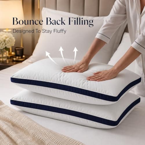 NightNest Pillows 6 Pack Hotel Quality Side Sleeper Bounce Back Bed Pillow - White Pillows 6 Pack Neck Pillow Shoulder Back Support Super Soft Firm Hypoallergenic Machine Washable (6, White) — view 3