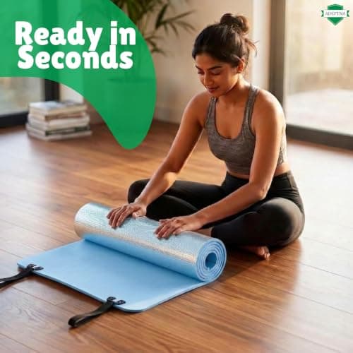 ADEPTNA Heavy Duty Waterproof Roll Up Foil Camping Hiking Mountaineering Picnic Exercises Mat Eva Foam Sleeping Mattress Thermal Insulated – It Keeps Cold And Dampness Away (BLUE) — view 6