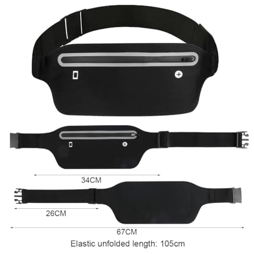 AOOSU Running Belt, Bum Bag Lightweight and Waterproof Travel Money Belt Adjustable Workout Fanny Pack, Sports Fanny Bags with Reflective Strips for Women Men for Gym, Riding, Jogging, Climbing — view 2