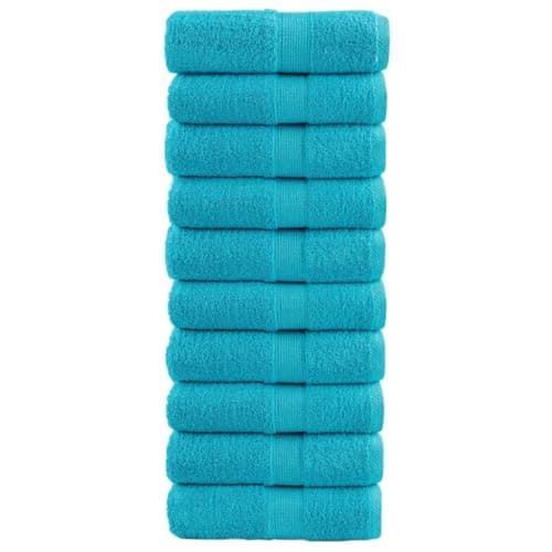 Eclith SOLUND Premium Wash Towels, Pack of 10, Turquoise, 30 x 30 cm, 600 g/m², 100% Cotton, for Bathroom, Sauna, Spa, Fitness, Travel, Hotel, Face, Body, Laundry, Care, Towel Set
