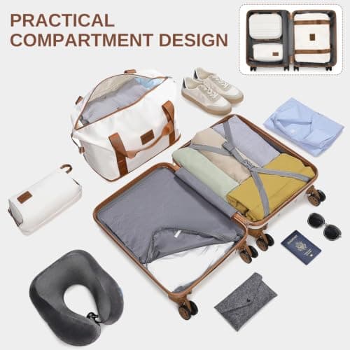 Kono 4 Piece Luggage Set ABS+PC Hard Shell Carry-On Cabin Suitcase White — view 6