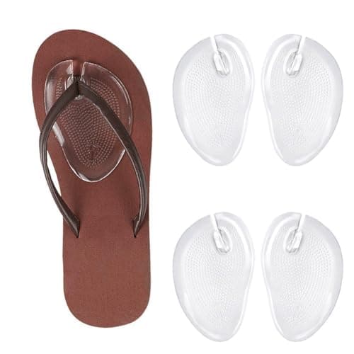 2 Pairs Thong Sandal Cushions Pad, Silicone Thong Flip Flop Cushion Clear Sandal Toe Protectors Sandal Gel Anti Slip Forefoot Cushions Inserts for Foot Protection for Sandals Men Women